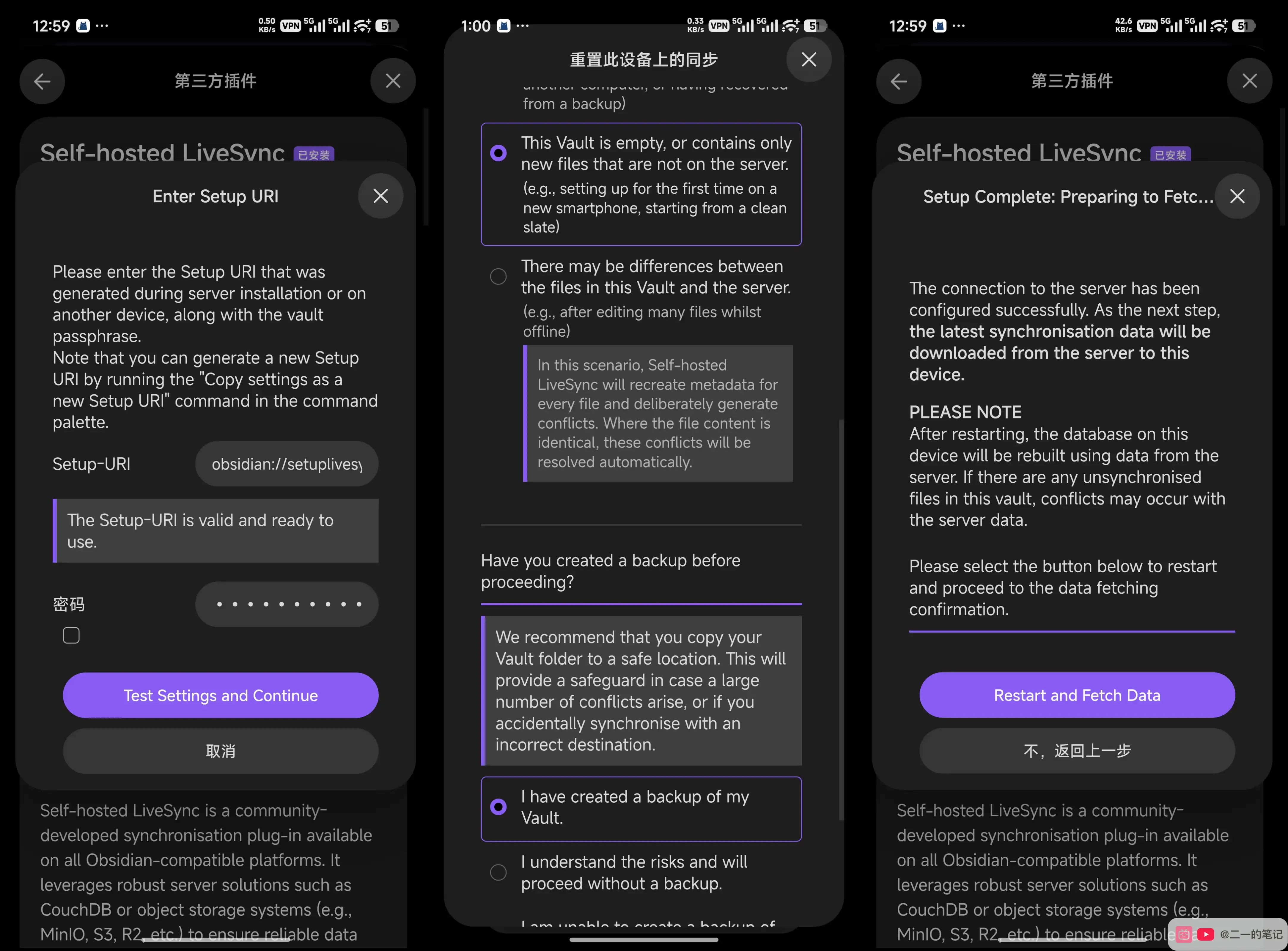 手機端導入 Self-hosted LiveSync 同步配置