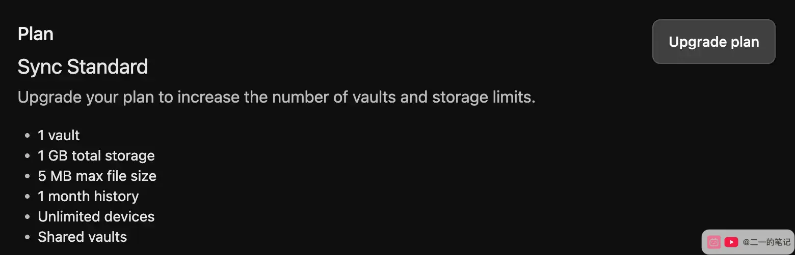 Obsidian Sync Standard plan